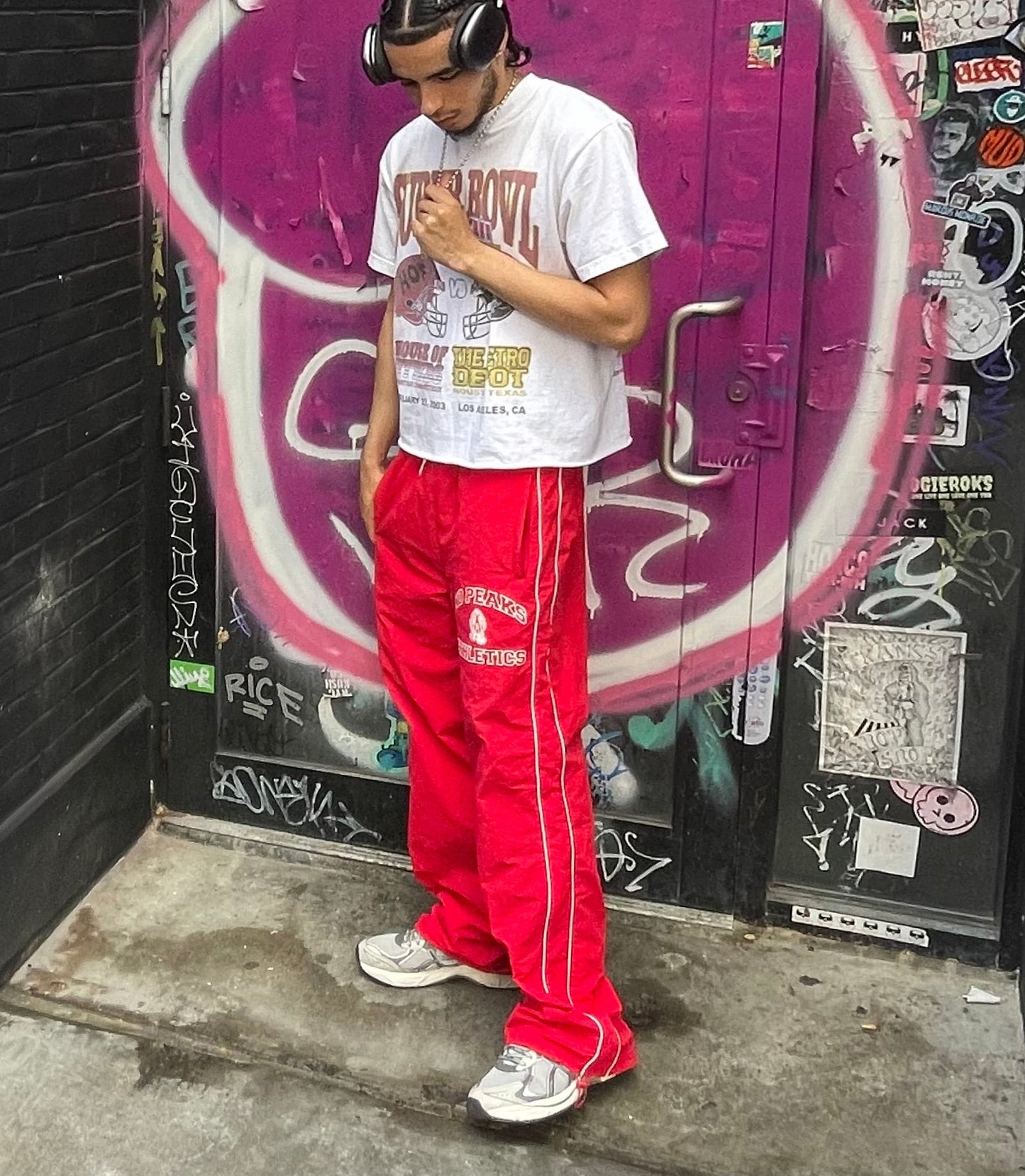 Red Baggy Track Pants